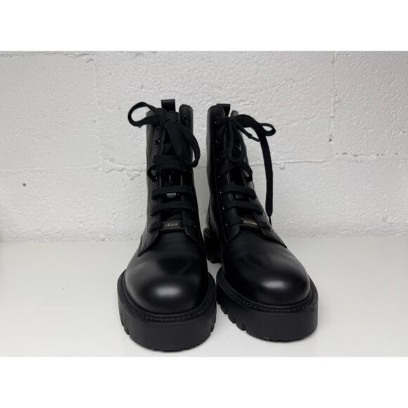 Louis Vuitton Calfskin Logo Embossed Territory Ranger Boots Black Size 37.5 NWB - Picture 2 of 4